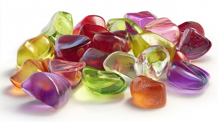 Exquisite Vibrant Colorful Translucent Jelly Candies Floating in Air