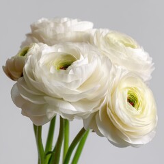 Beautiful white rununculi bouquet isolated on white background