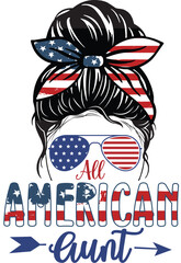 4th of July Messy Bun family T-shirt design