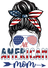 4th of July Messy Bun family T-shirt design
