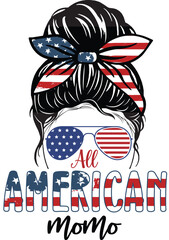 4th of July Messy Bun family T-shirt design