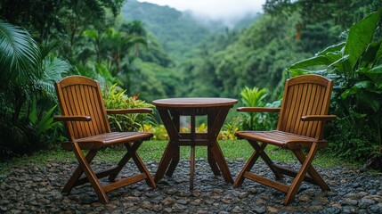 Fototapeta premium Tropical outdoor dining set