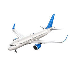 Fototapeta premium 3d airplane , A white airplane is flying in the sky, isolated on transparent background