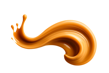 Caramel splash cut out on a transparent background