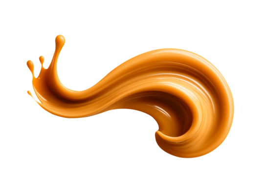 Caramel splash cut out on a transparent background