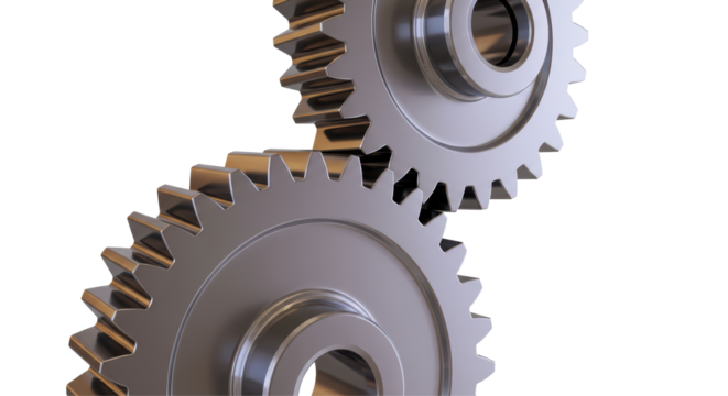 Isolated Interlocking Silver Gears Mechanical Concept