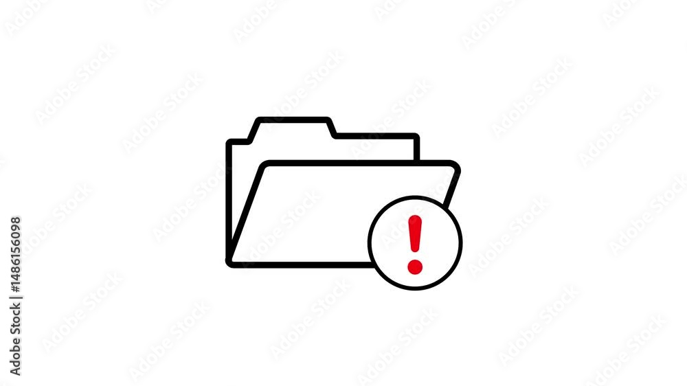 Fototapete file folder with error notification symbol. animated alert notification icon illustrating a warning 