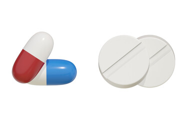 Medical icon 3d rendering illustration. Set of different Pill and tablet icon. professionally 3D illustration of the pill icon.