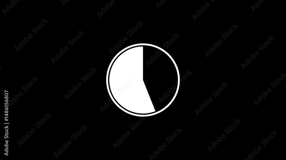 Poster pie chart graphic showing progress and completion. white pie chart graphic indicating progress or co