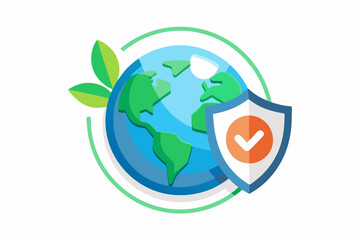 earth with shield eco icon