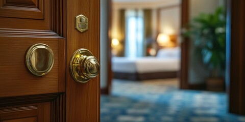 Obraz premium Luxury Hotel Room Entrance: A Glimpse of Opulence