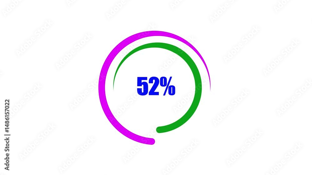 Poster circle chart showing 50 percent progress. animated circle chart illustrating 50 percent progress aga