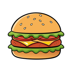 Burger clean color silhouette vector art
