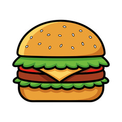 Burger clean color silhouette vector art