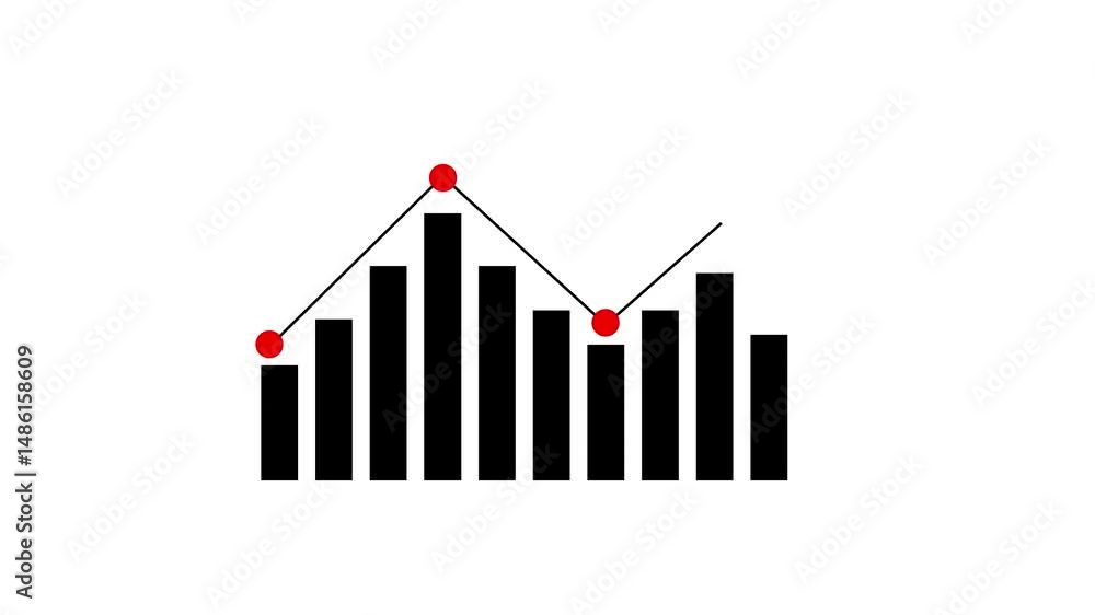 Poster bar chart showing ascending and descending trends. simple animated bar chart illustrating progress w