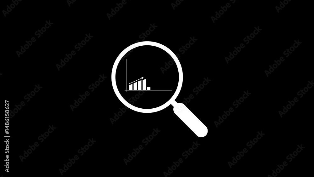 Poster magnifying glass reveals chart for data analysis. magnifying glass reveals chart depicting data visu