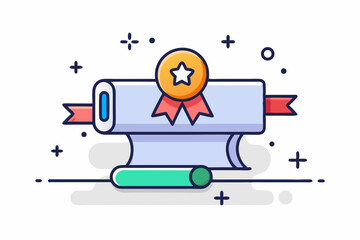 certificate scroll ribbon seal icon