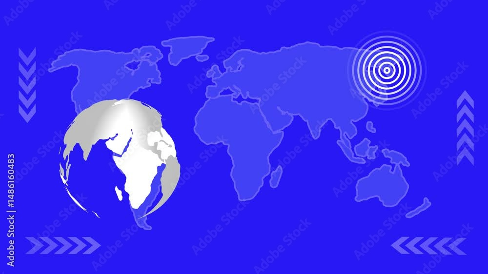 Poster earthquake seismic activity shown on world map and globe. animated world map with earthquake graphic