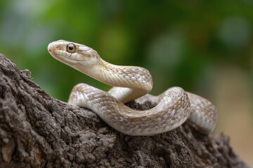 Fototapeta premium Snake Coiling on Tree Branch in Nature Setting