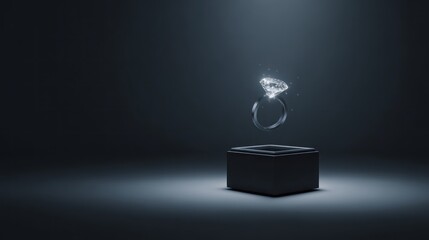 Diamond ring on pedestal