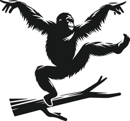 orangutan vector wild animal silhouette