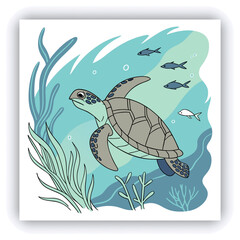 Stunning image of a tropical fish swimming amidst a vibrant coral reef, showcasing colorful marine life in a serene underwater environment. 