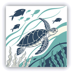 Stunning image of a tropical fish swimming amidst a vibrant coral reef, showcasing colorful marine life in a serene underwater environment. 