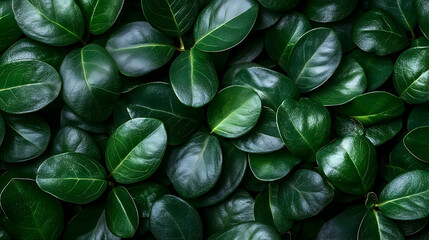 Fototapeta premium Lush green foliage dark leafy texture background