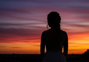 Fototapeta premium Sunset Silhouette: A Moment of Reflection AI Generated