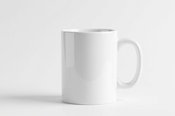 Obraz premium Clean white ceramic mug, isolated on bright white backdrop, mug, isolated, bright