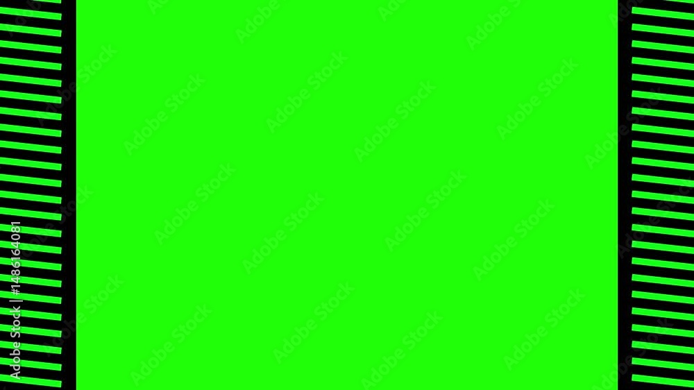 Poster film strip loop on green screen for editing use. film roll strip animation with seamless motion on g