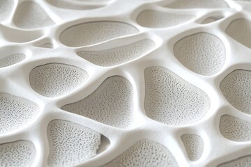 A modern, organic 3D pattern with white shapes seamlessly flowing across a textured surface.