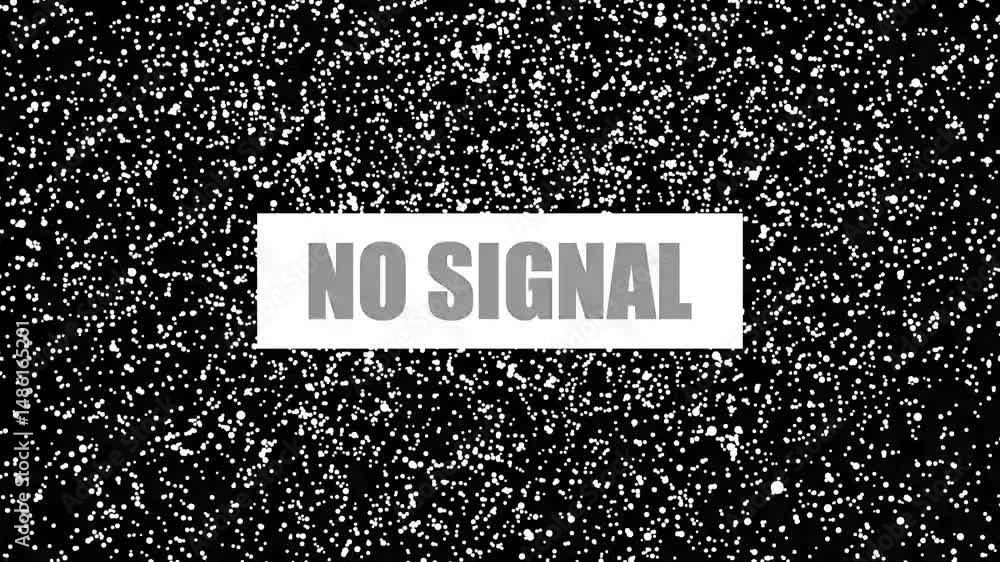 Poster no signal message with white static on black screen. black screen with white static and no signal me