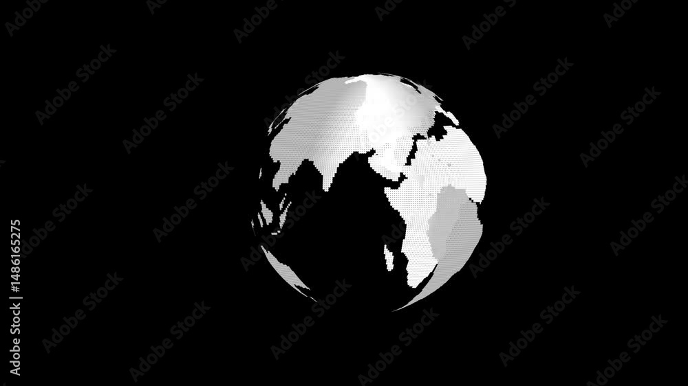 Poster earth globe in black and white digital representation. abstract digital representation of earth glob