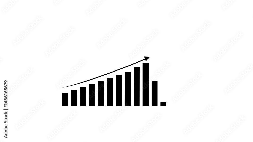 Poster business growth and progress shown through bar graph. ascending bar graph showing business growth an