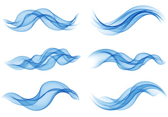 Abstract Blue Wave Design Elements Transparent Background Set for Graphic Design Projects