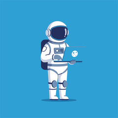Naklejka premium Cute astronaut vector cartoon illustration