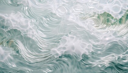 Fototapeta premium ethereal abstract fluid texture in pearlescent mint and white tones for web design, branding, or modern print media background with soft waves and iridescent depth