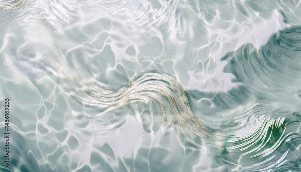 Poster ethereal abstract fluid texture in pearlescent mint and white tones for web design, branding, or mod