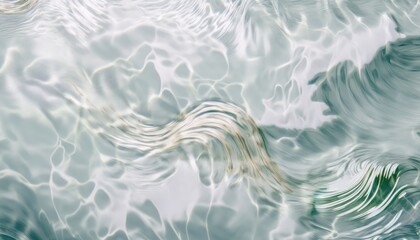 Obraz premium ethereal abstract fluid texture in pearlescent mint and white tones for web design, branding, or modern print media background with soft waves and iridescent depth