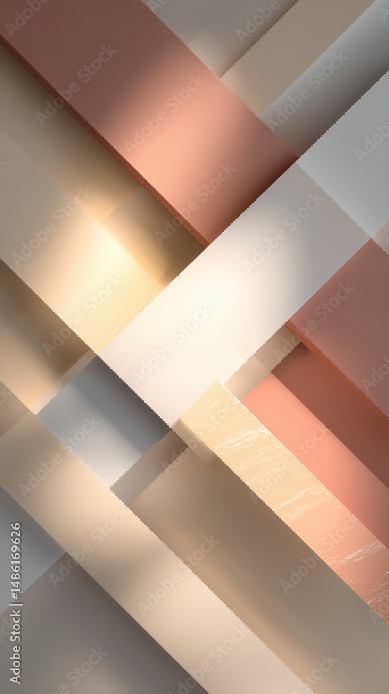 Poster abstract geometric design featuring layered rectangular shapes in soft colors, creating an intriguin