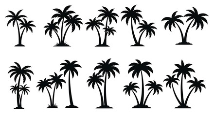 Fototapeta premium Palm Silhouette Collection AI Generated