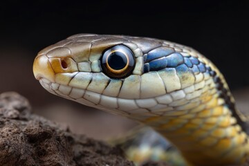 Snake Head Close-up Reptile with Detailed Scales and Eye