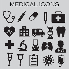 Comprehensive Set of Medical Icons for Healthcare Design
