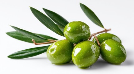 Fresh green olives on a branch (1)