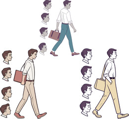 Handsome business man in casual clothes standing in different poses set isolated vector illustration