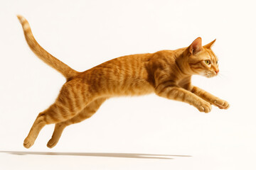 Ginger Cat in Mid-Air Leap Dynamic Photography of Feline Agility