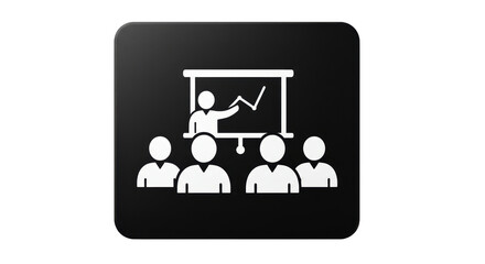 Isolated Presentation Icon with Audience, White on Black