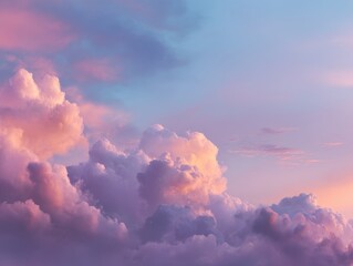 Beautiful Sunrise with Soft Pink and Purple Clouds in a Clear Sky, Capturing the Tranquility of Nature and the Peaceful Morning Atmosphere