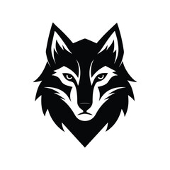 a black and white vector illustration of wolf head.eps
